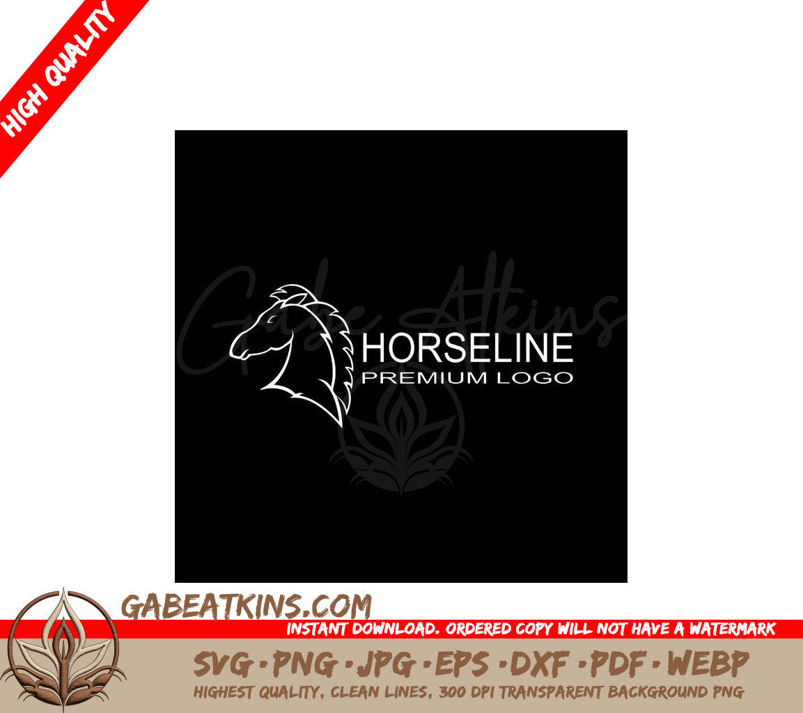 Horseline Premium Logo With A Horse Head On A Black Background SVG - Horse line art logo design SVG