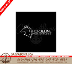 Horseline Premium Logo With A Horse Head On A Black Background SVG - Horse line art logo design SVG