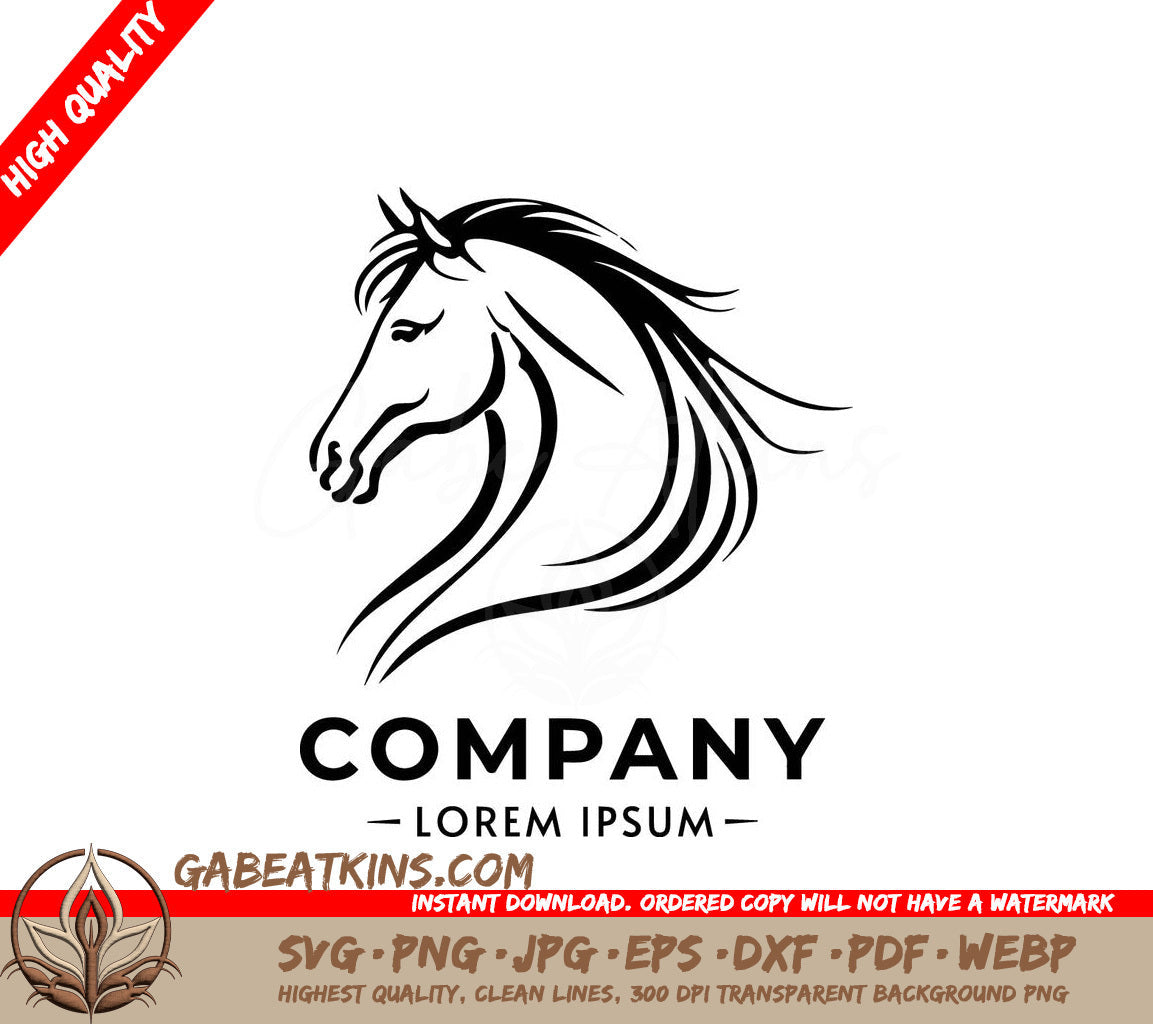 A Black And White Logo For A Company With A Horse Head SVG - Horse logo vector design sketch SVG