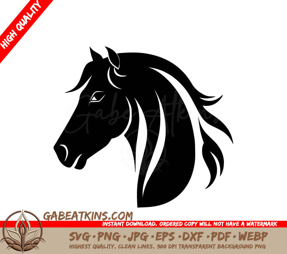  A Horses Head SVG - Horses Black and White Vector illustration SVG