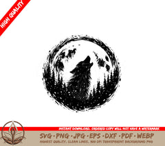 Howling Wolf Abstract Digital Product SVG