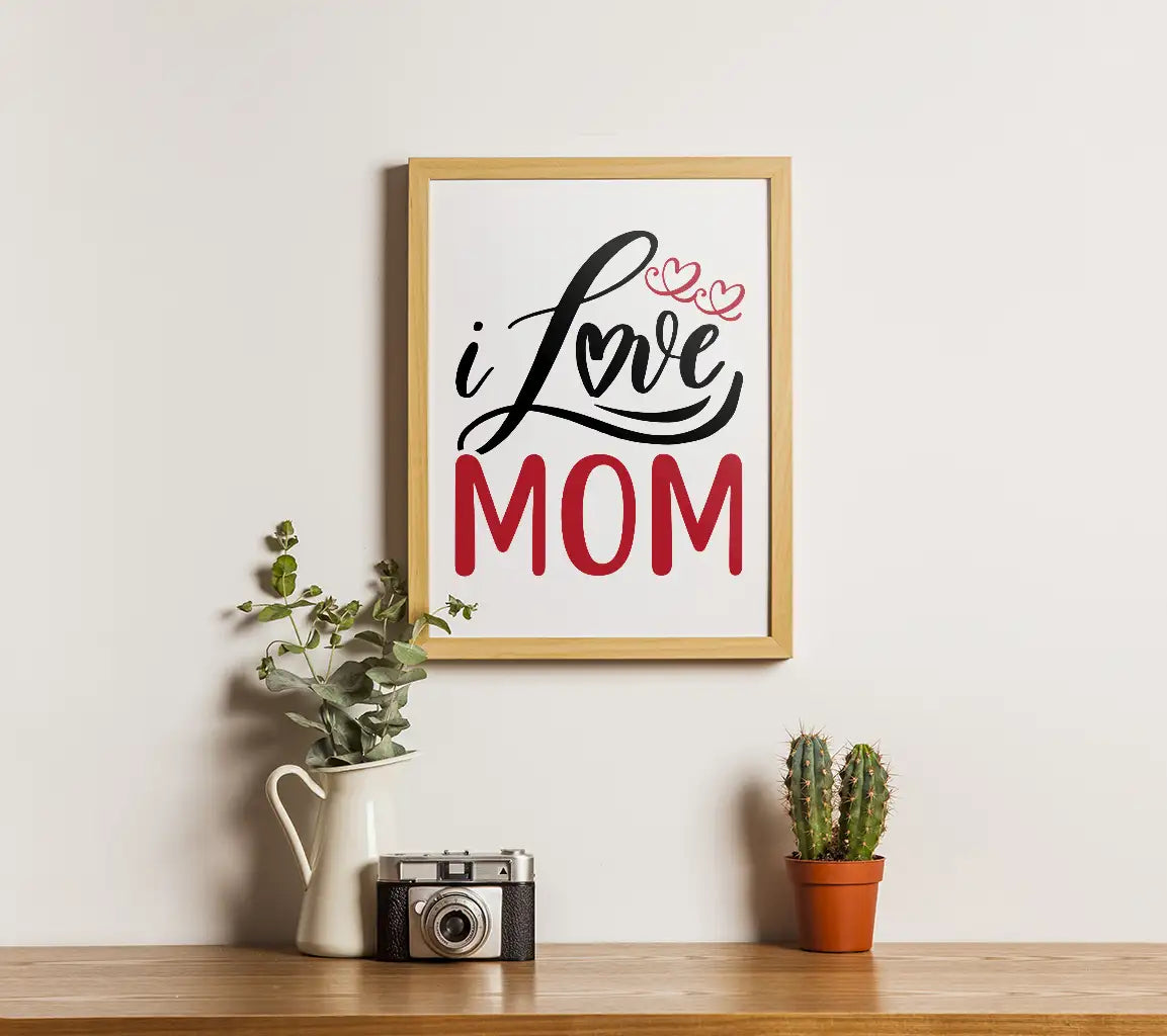 I Love Mom SVG - Black & Red Design Design SVG