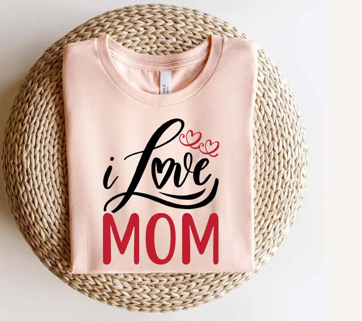 I Love Mom SVG - Black & Red Design Design SVG