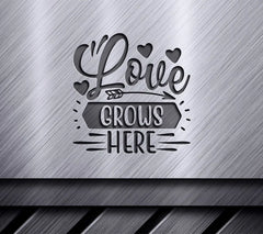 Love Grows Here SVG -  Sign with Hearts and Arrow SVG