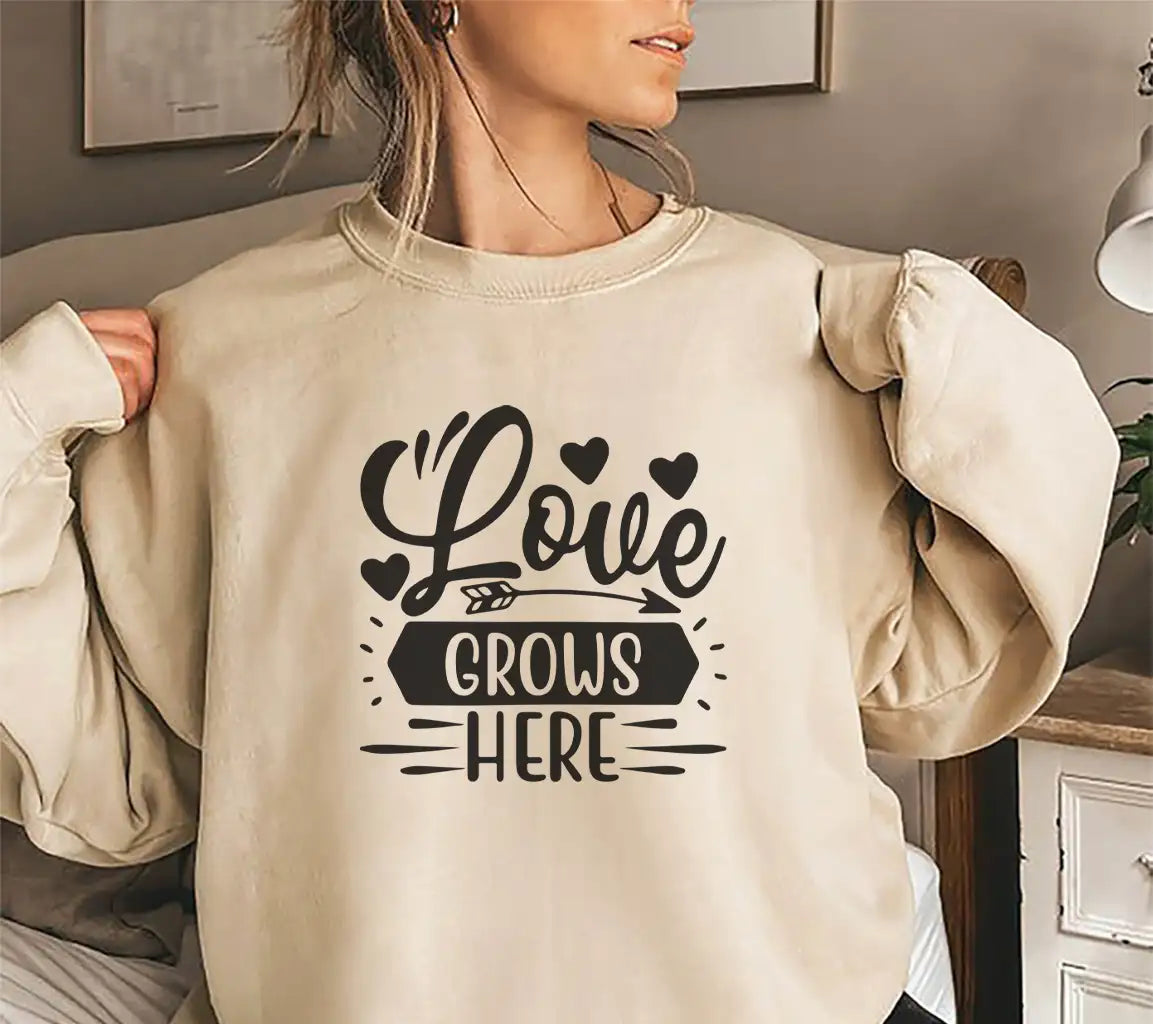 Love Grows Here SVG -  Sign with Hearts and Arrow SVG