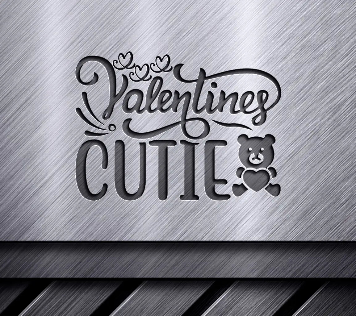 Black & Red Valentines Day Teddy Bear SVG - Heart & Cutie Design SVG