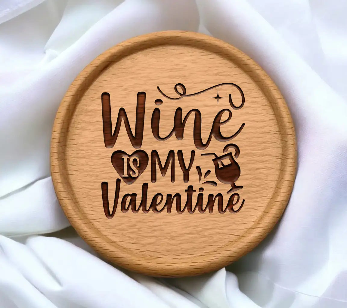 Wine Is My Valentine SVG - Heart & Wine Glass Design SVG