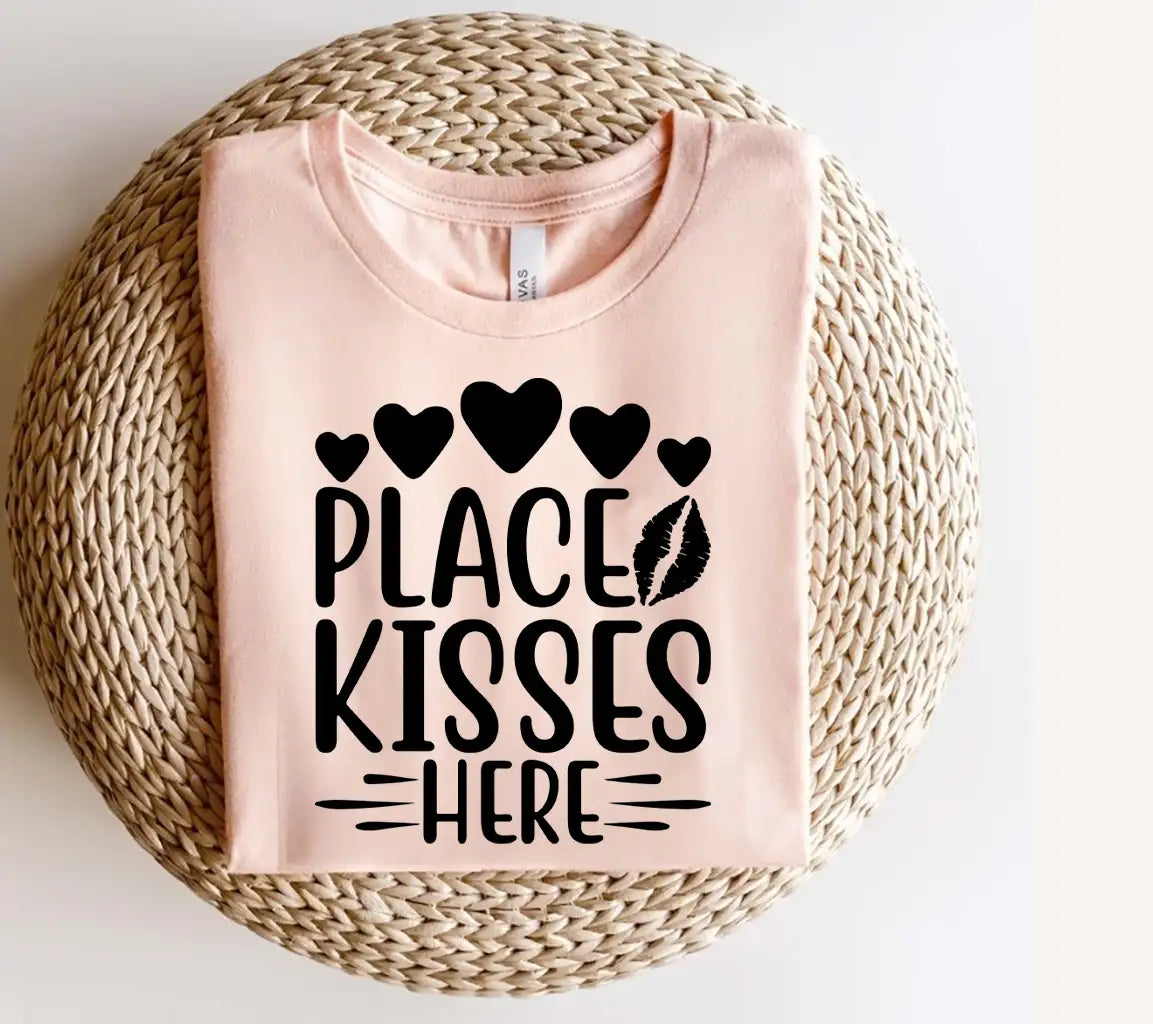  Place Kisses Here SVG with Hearts - Printable Sign SVG