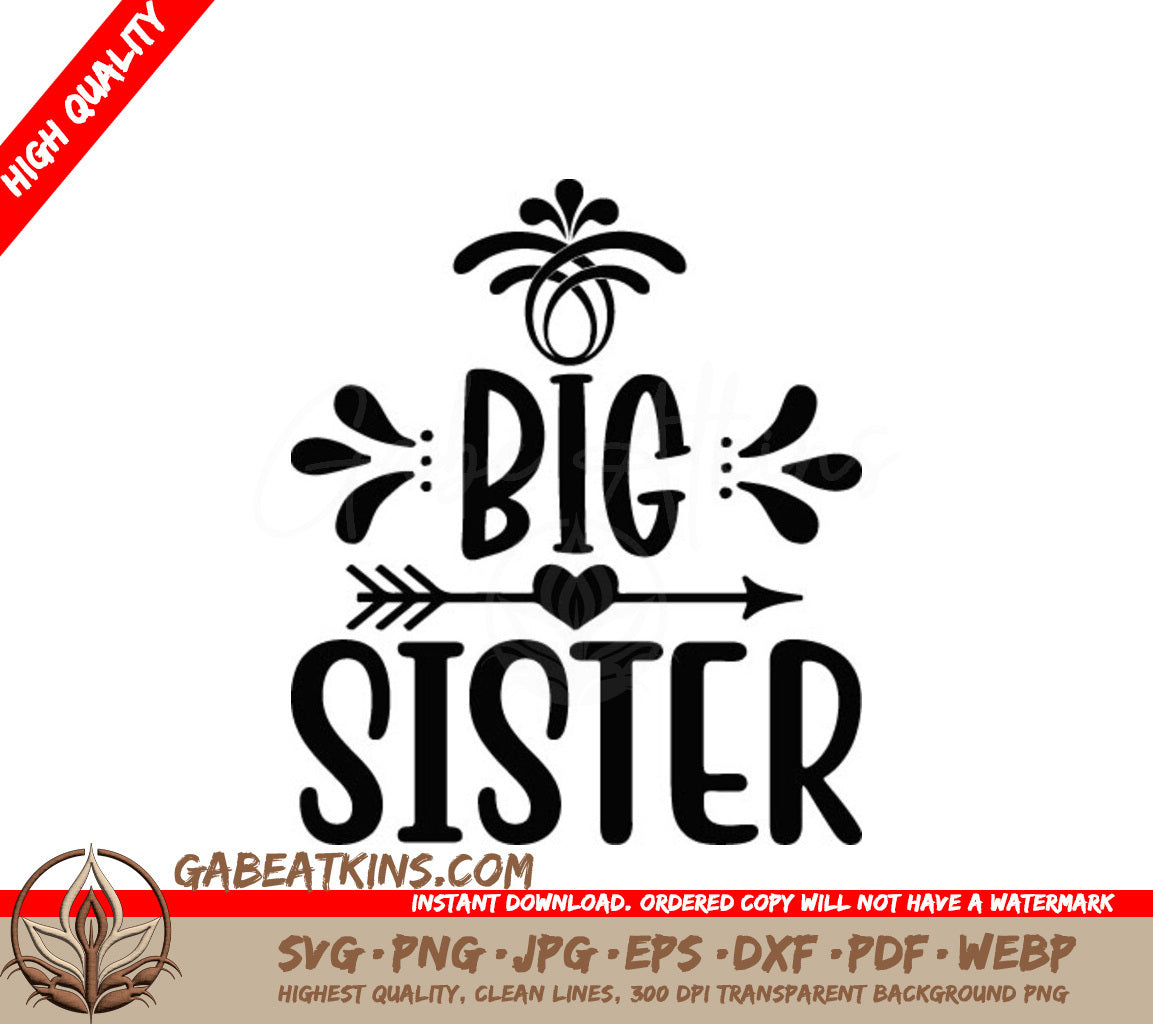 Big Sister Arrow Heart SVG Cut File -  Design SVG