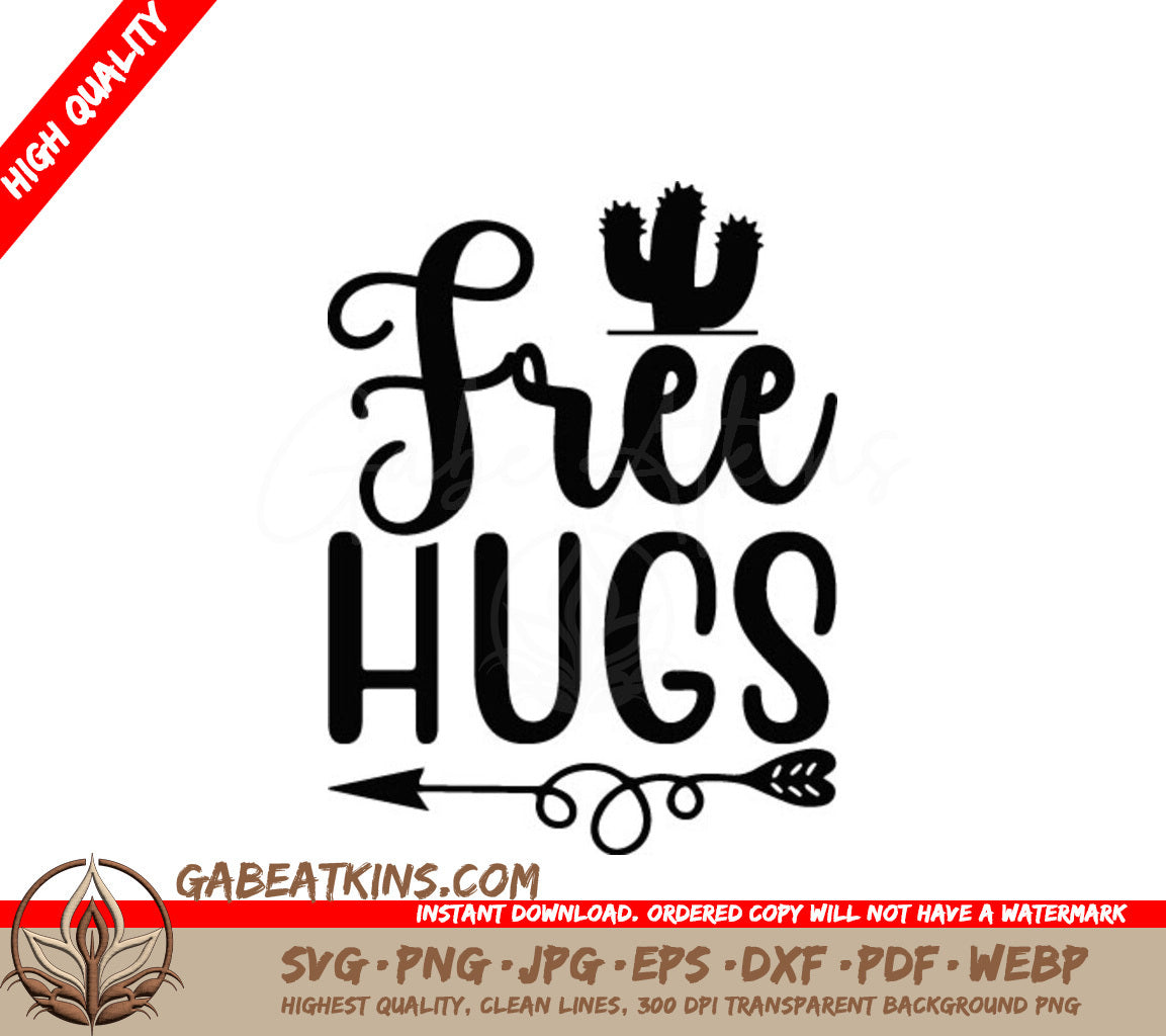 Free Hugs Cactus Arrow SVG -  Design SVG