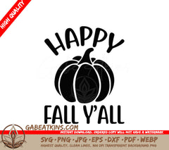 Happy Fall Yall Pumpkin Silhouette SVG SVG