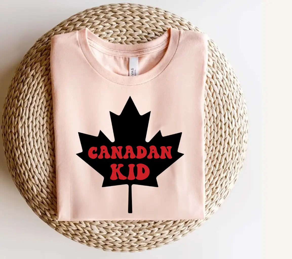 Canadian Kid SVG - Black Maple Leaf with Red Letters SVG