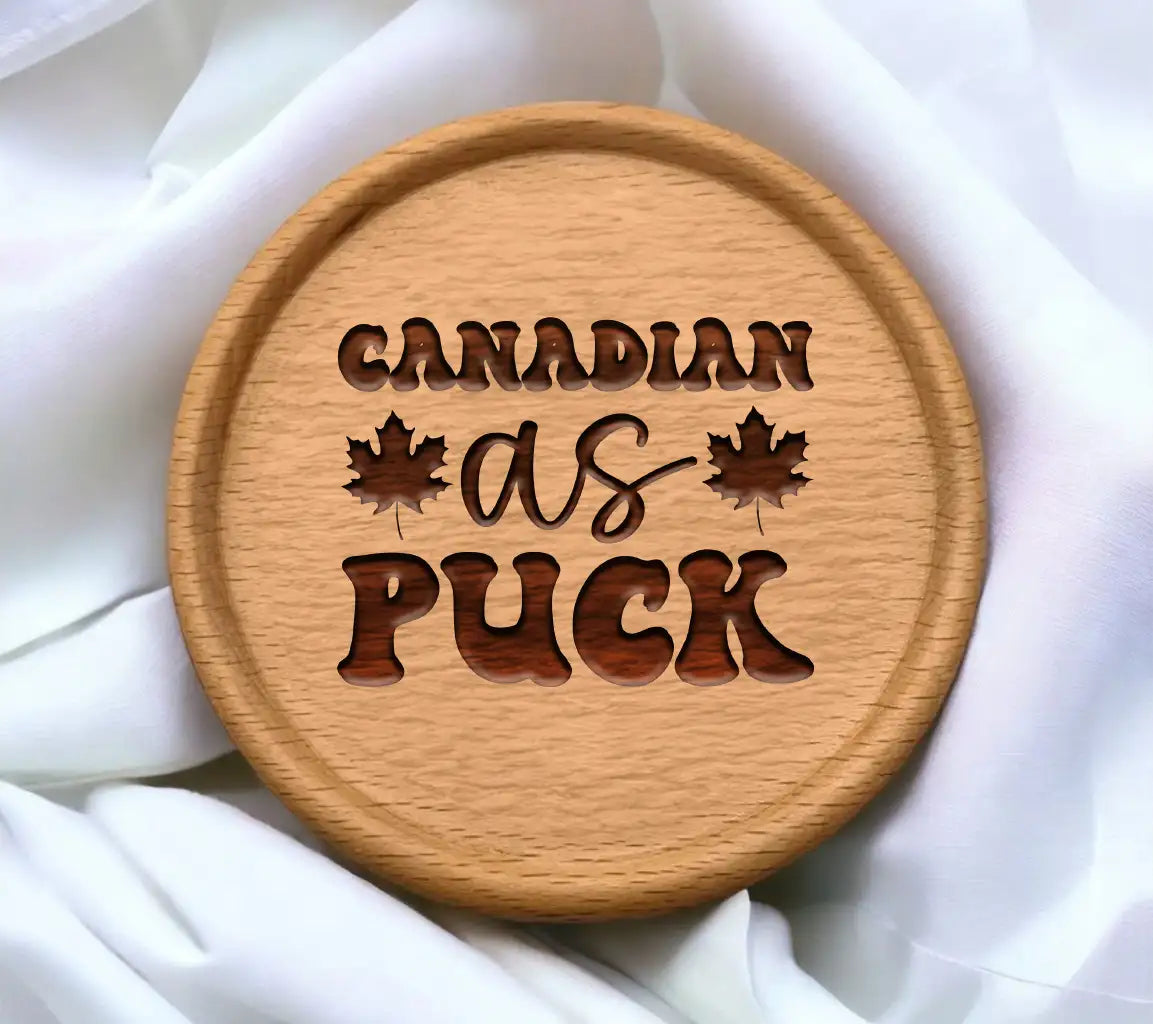 Canadian Puck with Maple Leaves SVG - Canada Day Design SVG