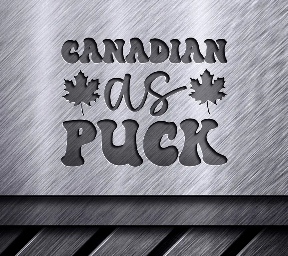 Canadian Puck with Maple Leaves SVG - Canada Day Design SVG