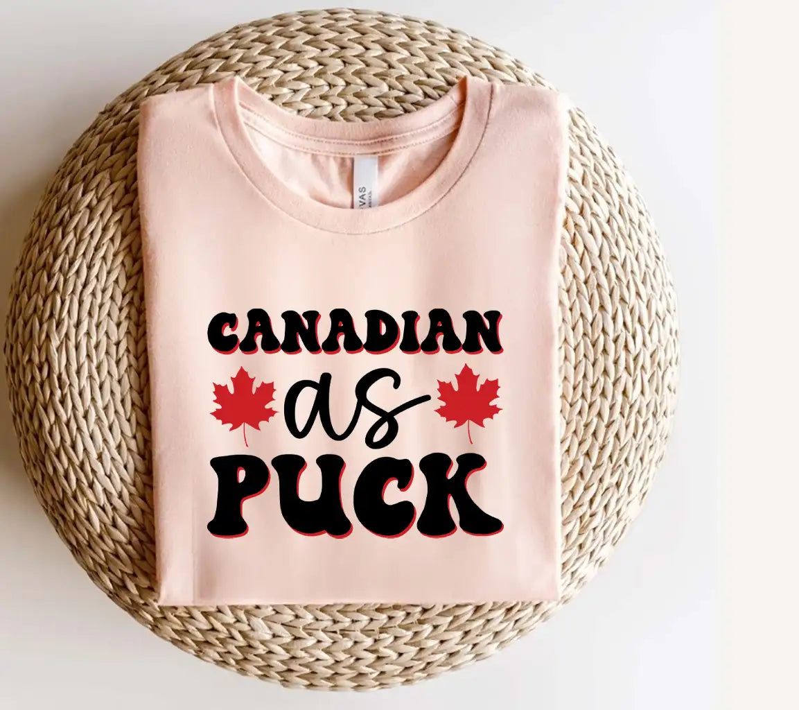 Canadian Puck with Maple Leaves SVG - Canada Day Design SVG