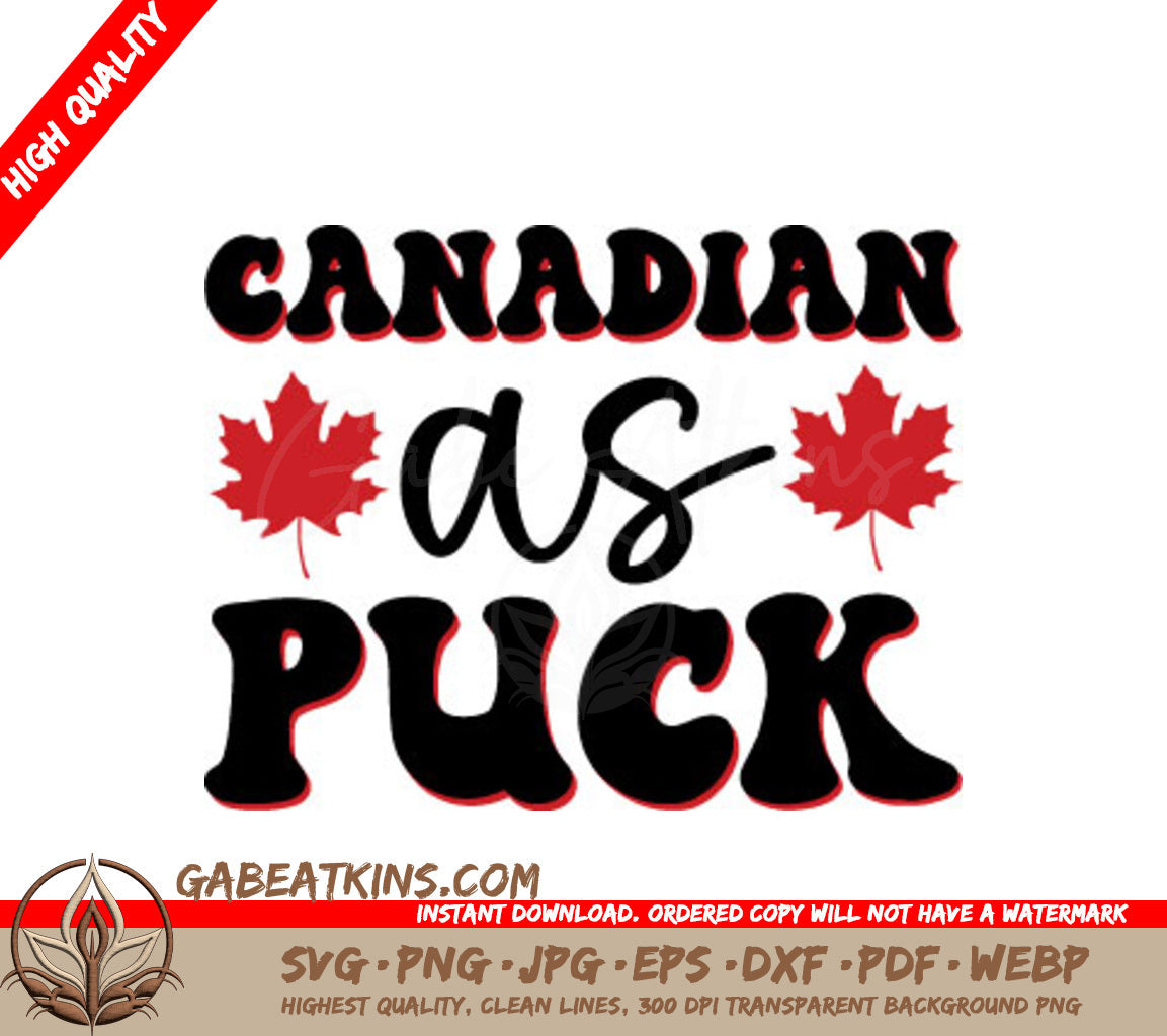 Canadian Puck with Maple Leaves SVG - Canada Day Design SVG