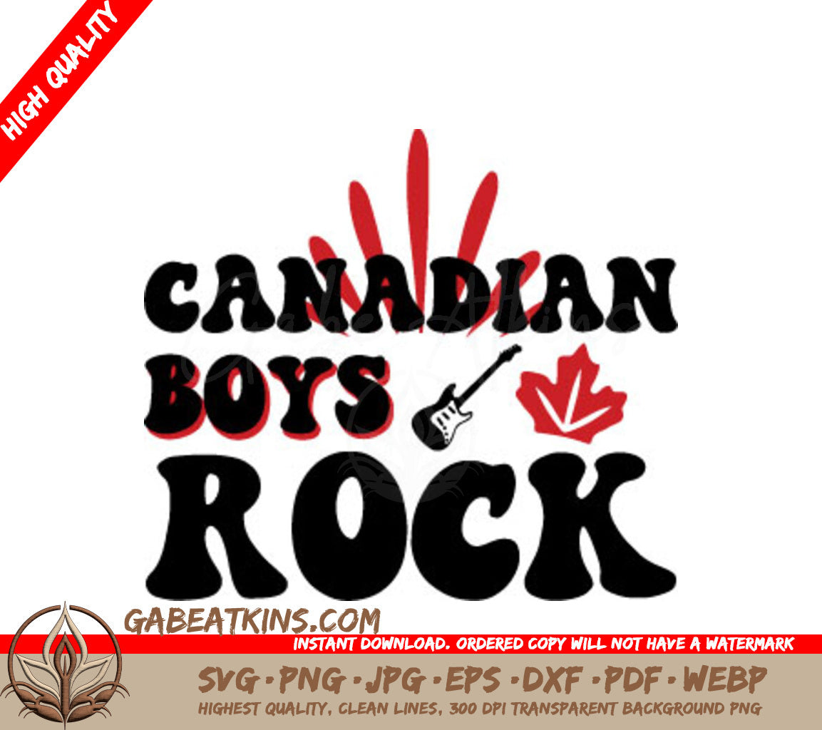 Canadian Boys Rock Guitar SVG - Maple Leaf Design for Canada Day SVG