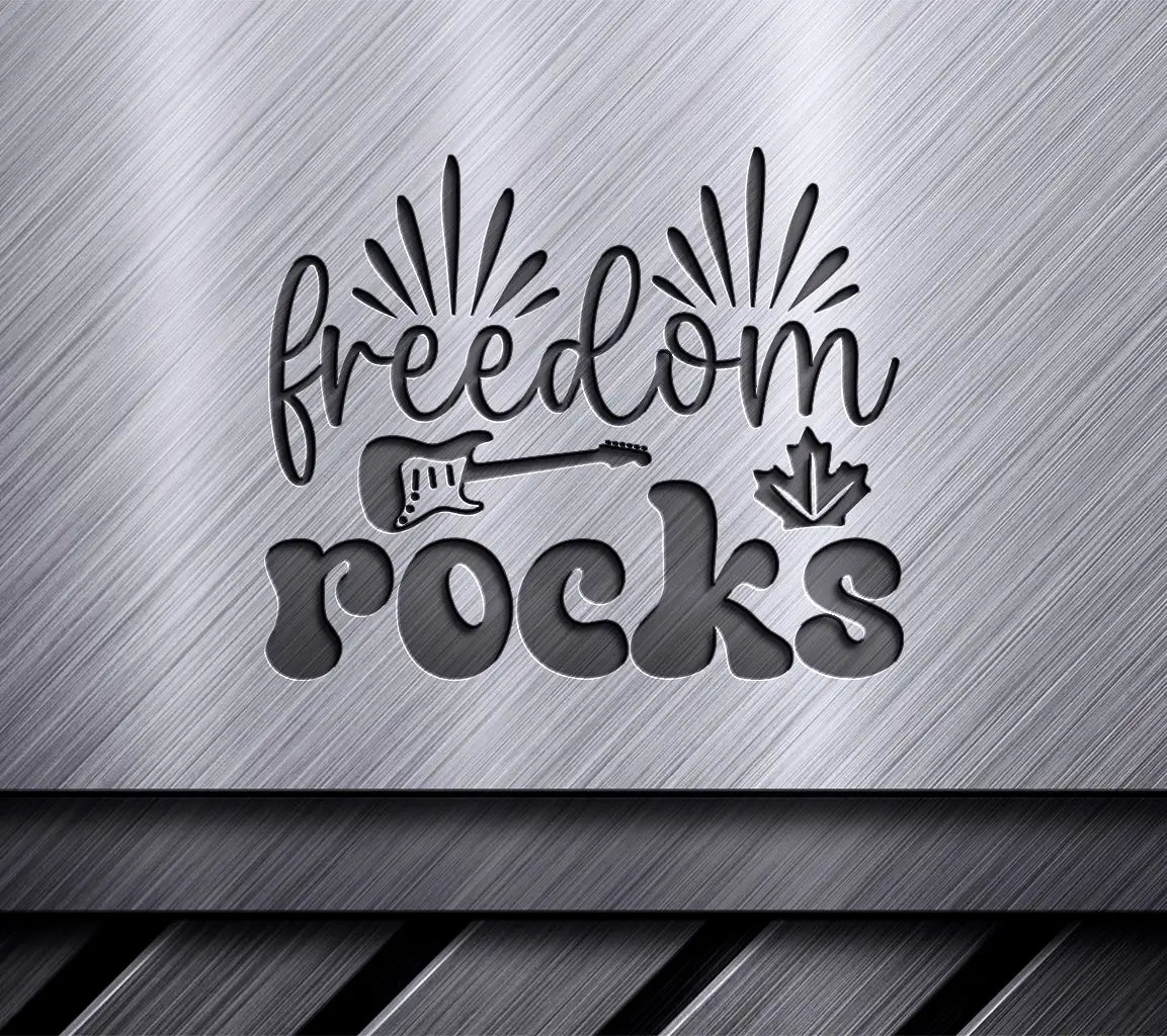 Canada Day Freedom Rocks SVG - Guitar & Maple Leaf SVG