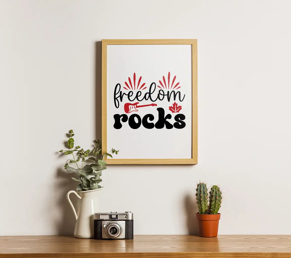 Canada Day Freedom Rocks SVG - Guitar & Maple Leaf SVG