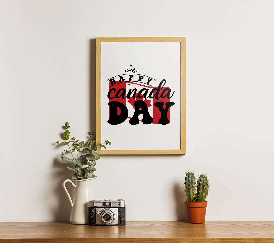 Happy Canada Day SVG with Maple Leaf - Huge Design SVG