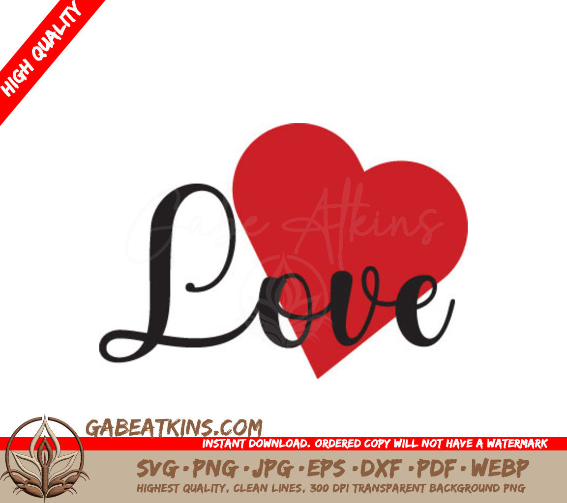 Red Heart with Love SVG - Canada Day Love Design SVG