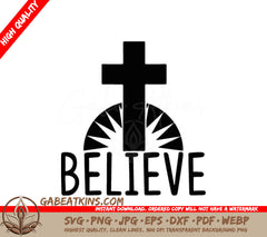 Christian Believe Cross Design SVG -  SVG