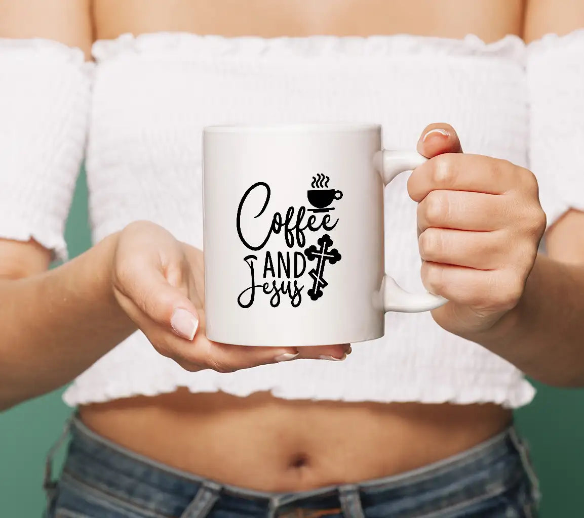 Coffee & Jesus SVG - Christian Coffee Cup & Cross Design SVG