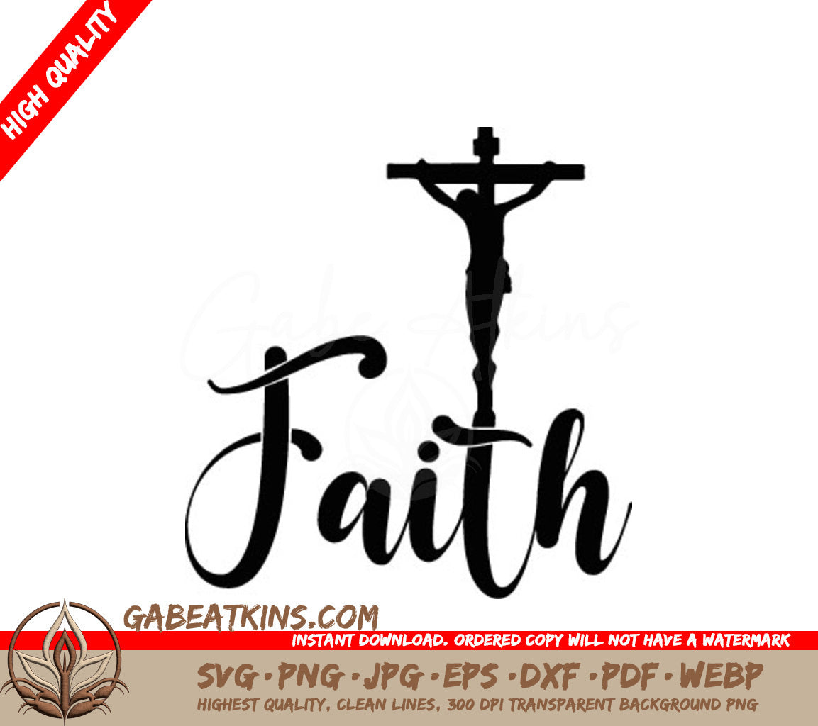 Christian Faith Silhouette SVG - Jesus on Cross Design SVG