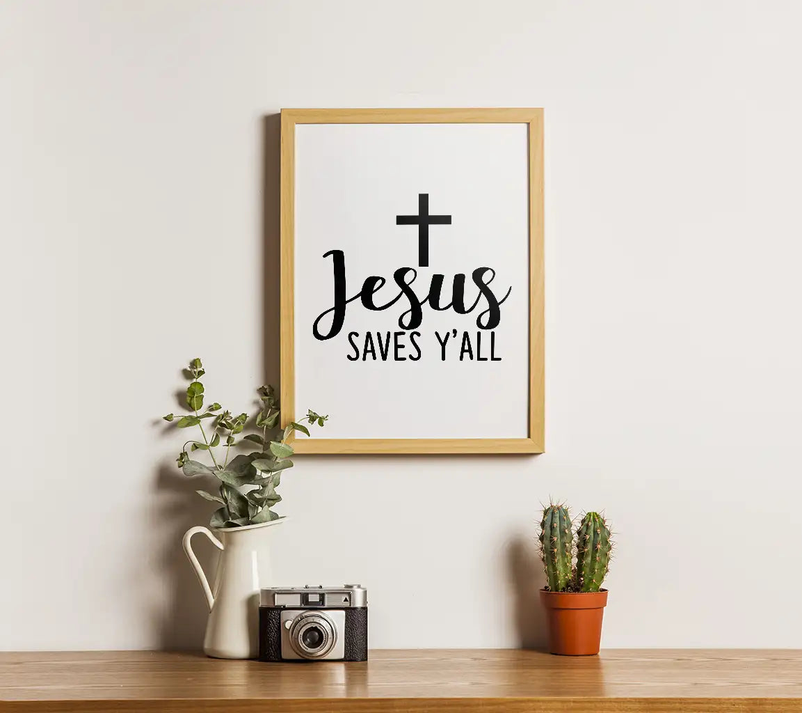 Jesus Saves Yall SVG - Christian Cross Design SVG