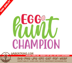 Pink Polka Dot Egg Hunt Champion SVG Design SVG