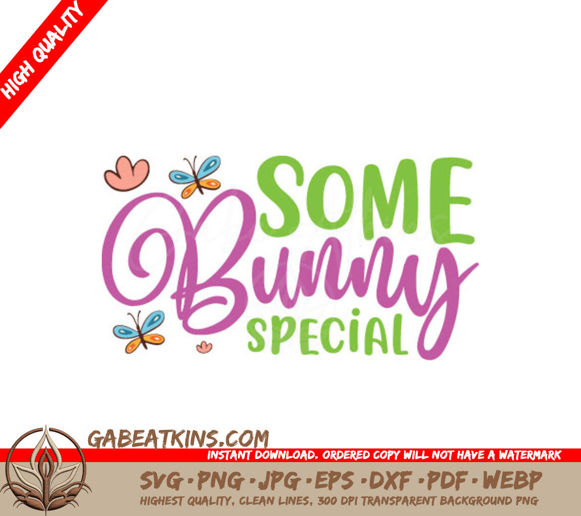 ##  Easter Bunny SVG Design with Butterflies & Hearts - Huge Design SVG