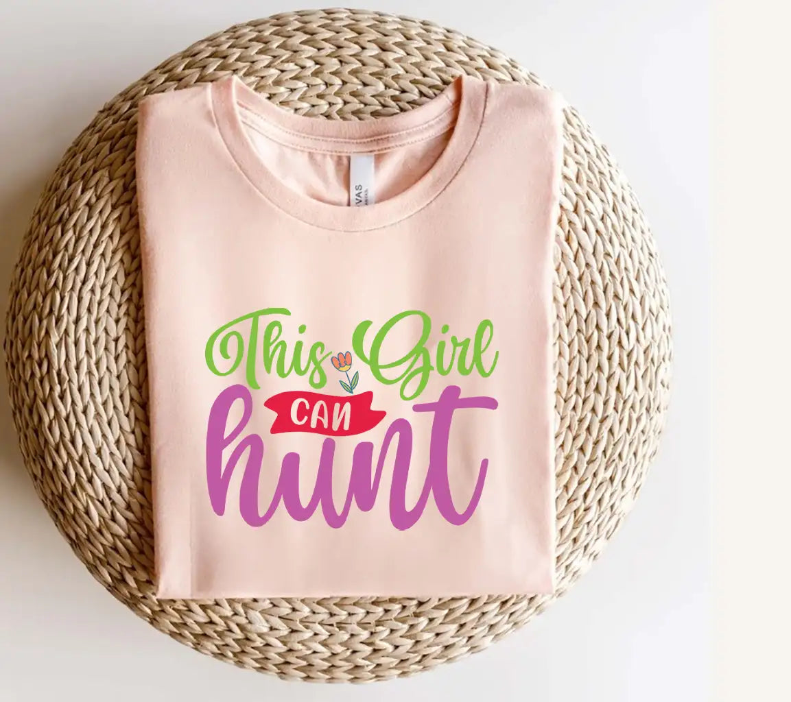 Pink & Green This Girl Can Hunt SVG - Easter Hunting Design SVG