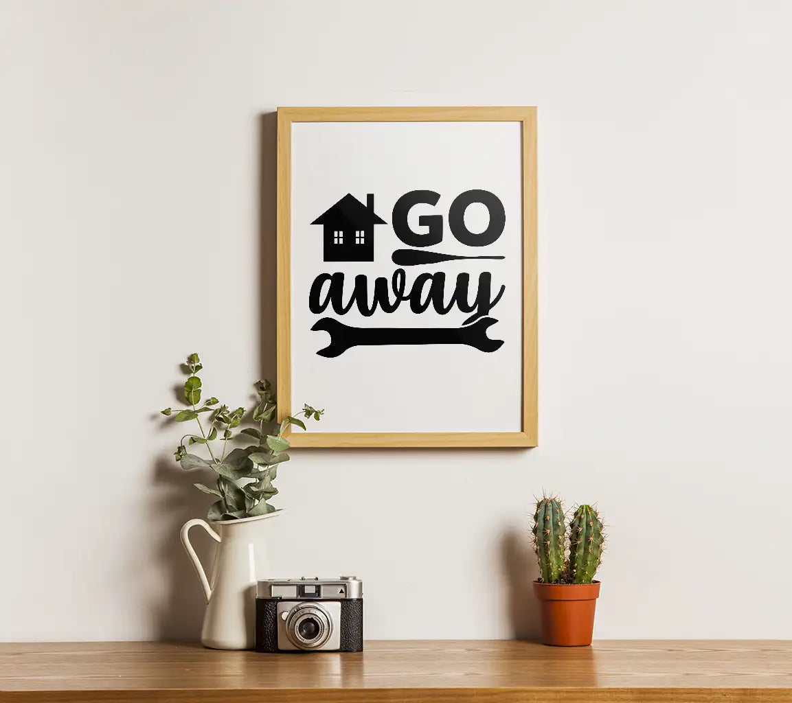 Go Away House & Wrench SVG Cut File - Home Decor Design SVG