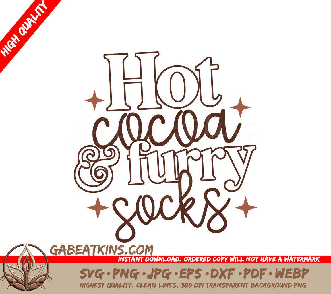 Hot Cocoa & Furry Socks SVG Design - Cozy Winter Cut File SVG