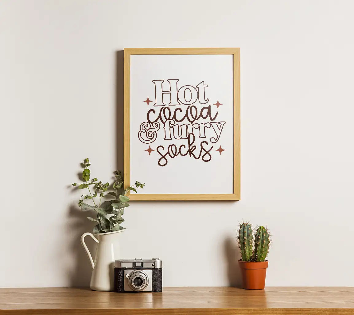 Hot Cocoa & Furry Socks SVG Design - Cozy Winter Cut File SVG