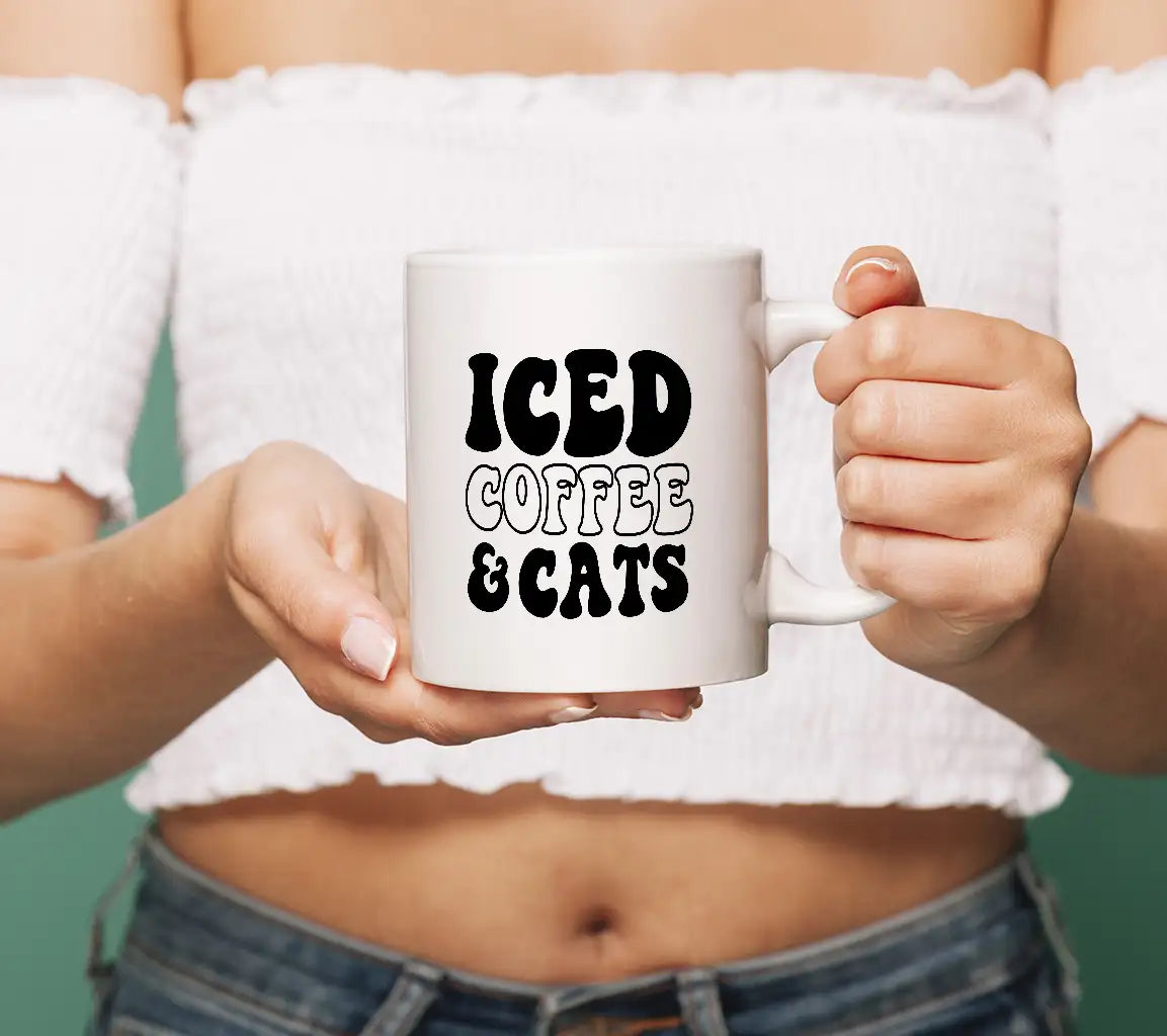  Iced Coffee & Cats SVG Design - Huge SVG