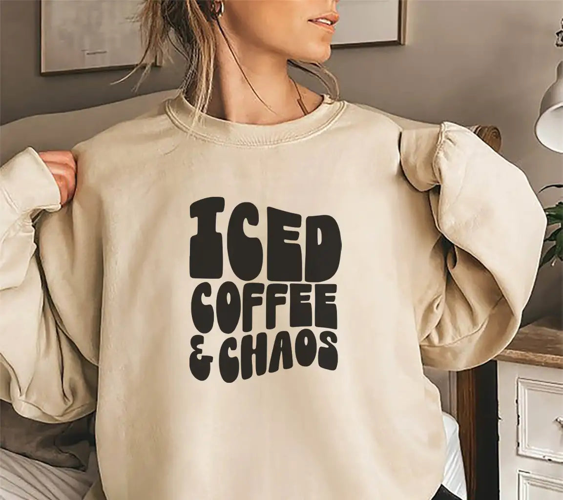  Iced Coffee & Chaos SVG Sign SVG