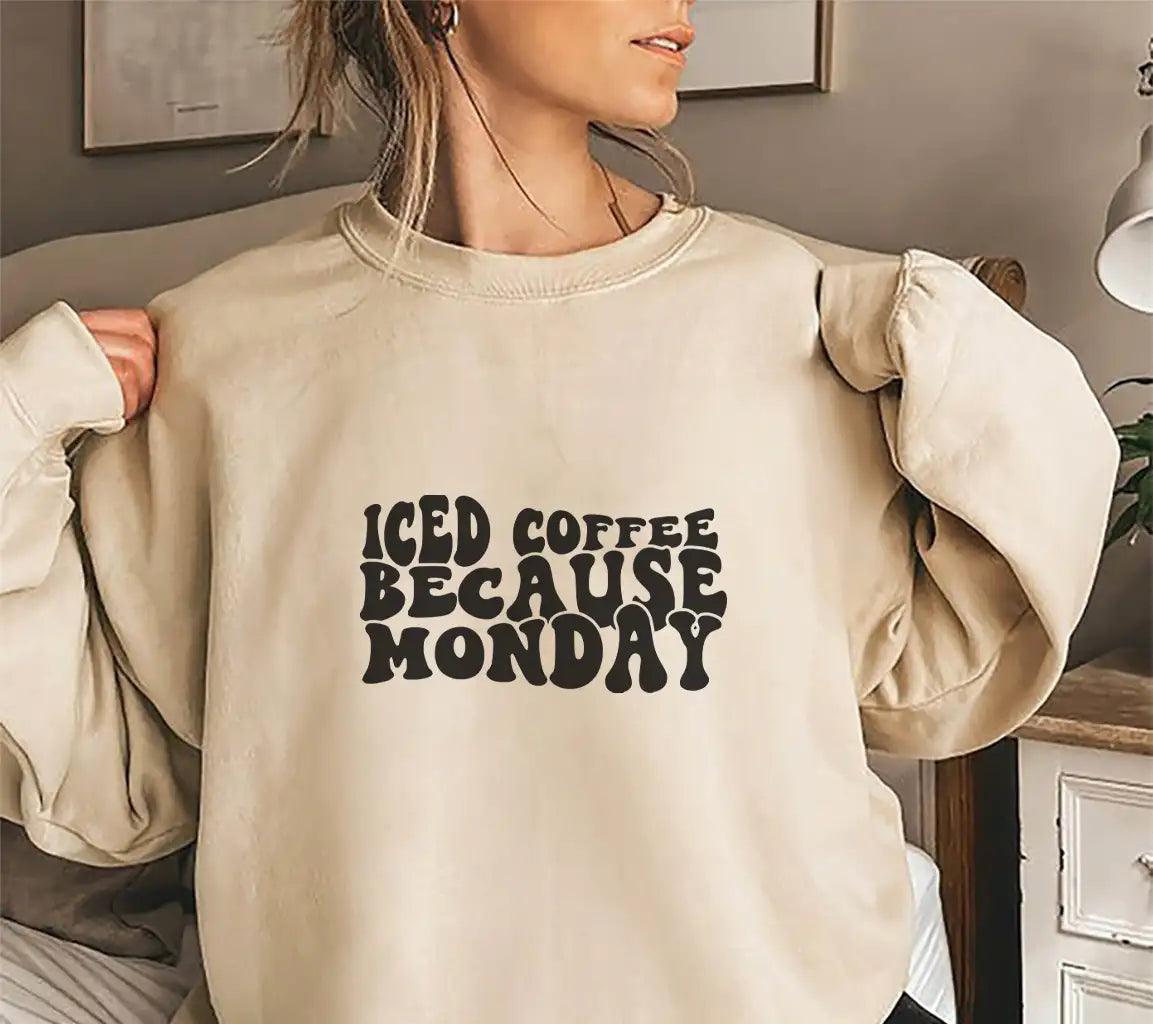 Iced Coffee Because Monday SVG Design - Huge SVG