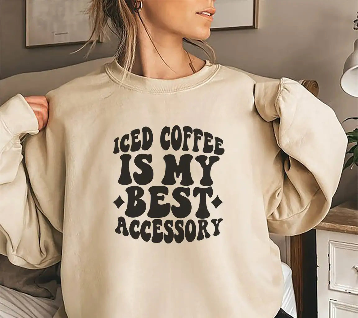 Iced Coffee Is My Best Accessory SVG Design - Huge SVG