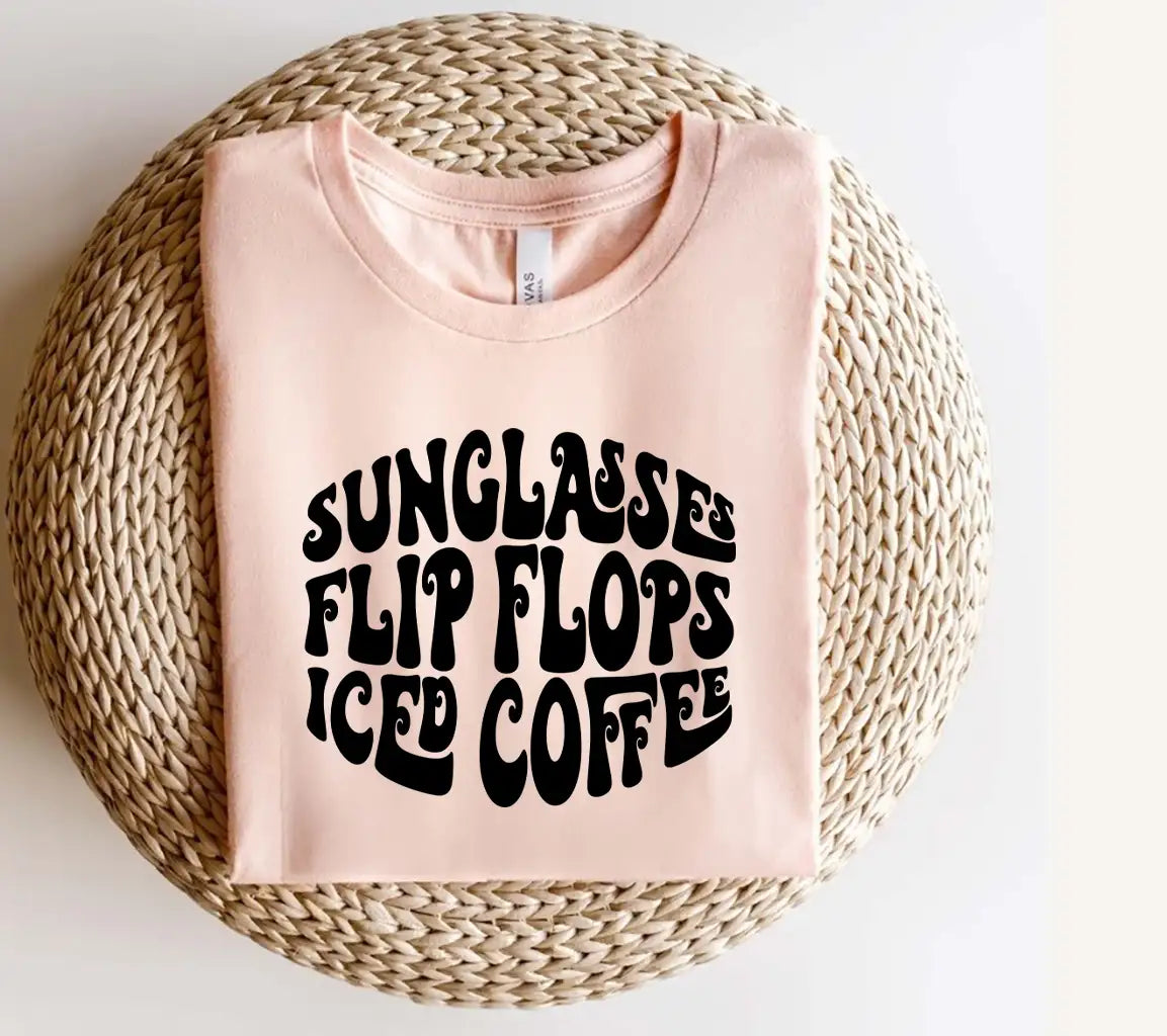  Iced Coffee Sunglasses Flip Flops SVG Design SVG