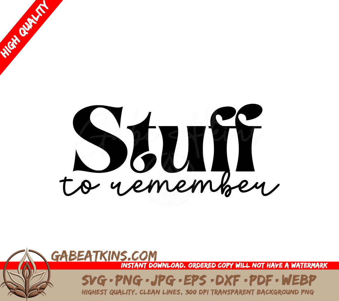  Stuff To Remember SVG for Notebooks & Planners SVG