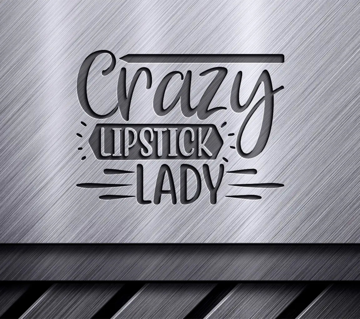 Crazy Lipstick Lady SVG Design - Pink Background & Pencil SVG