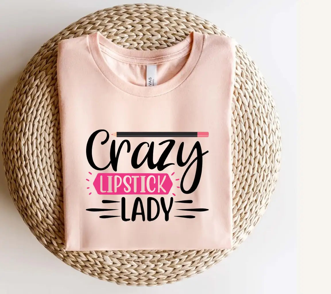 Crazy Lipstick Lady SVG Design - Pink Background & Pencil SVG