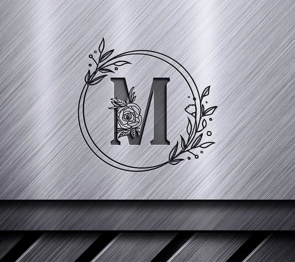 Floral Circle Monogram M SVG Design SVG