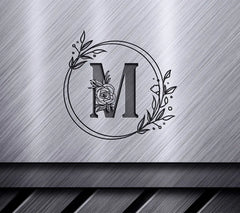 Floral Circle Monogram M SVG Design SVG