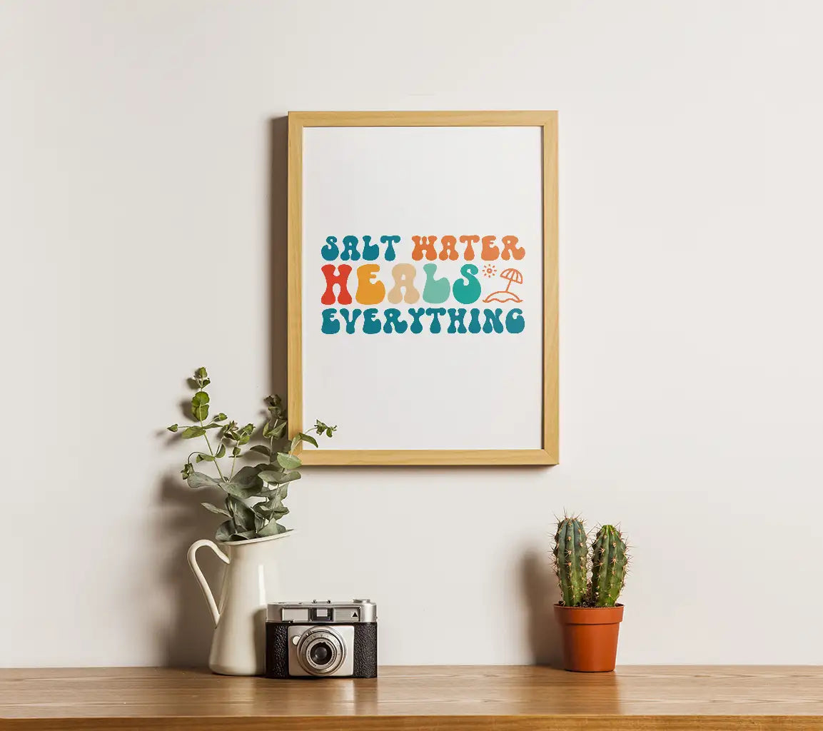 Salt Water Heals Everything SVG - Colorful Retro Summer Sign SVG