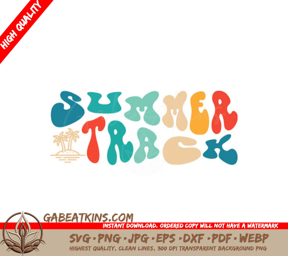 Colorful Summer Track SVG with Palm Trees - Retro Design SVG