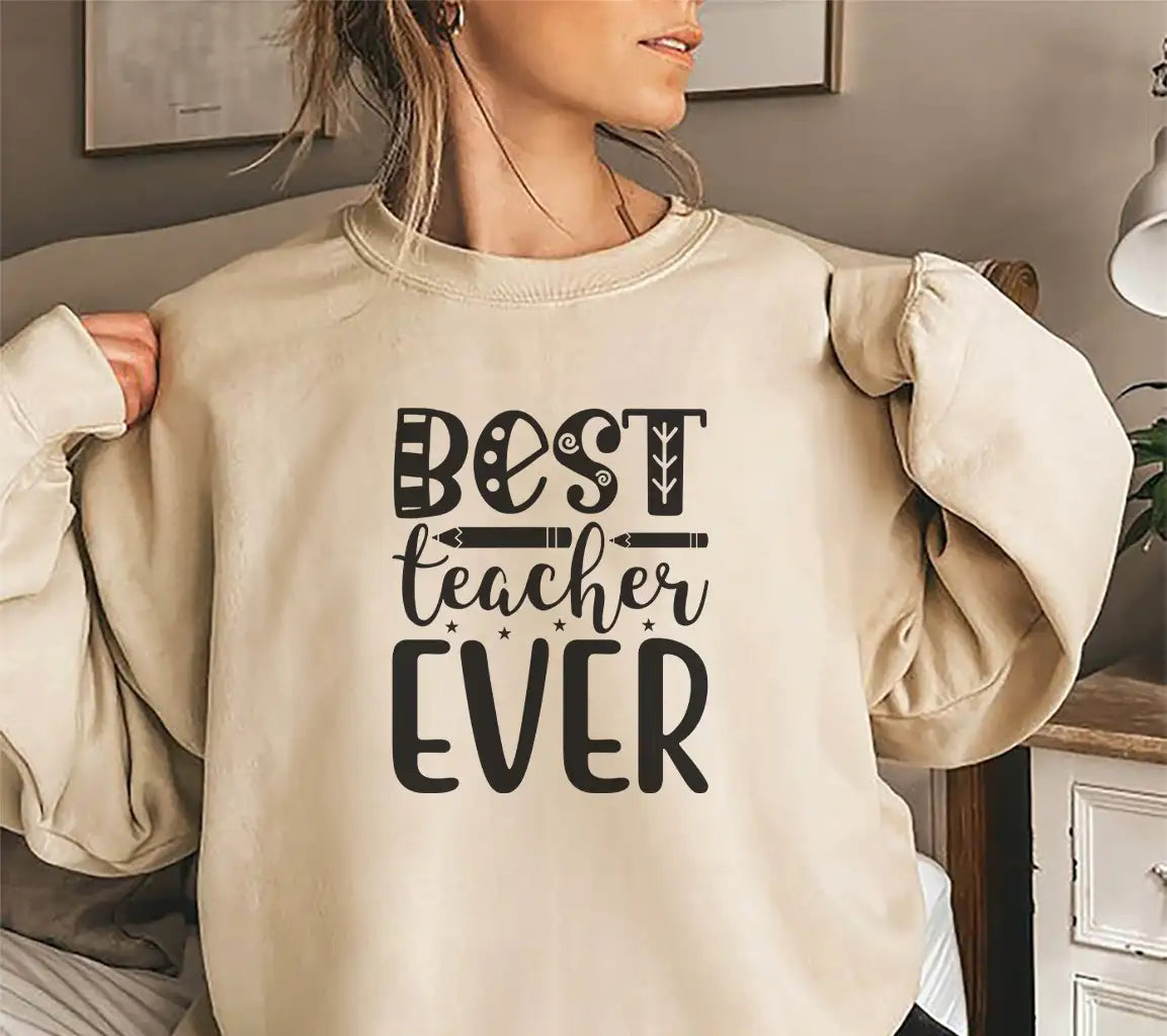 Best Teacher Ever SVG Design with Pencil - School Teacher Appreciation Gift SVG