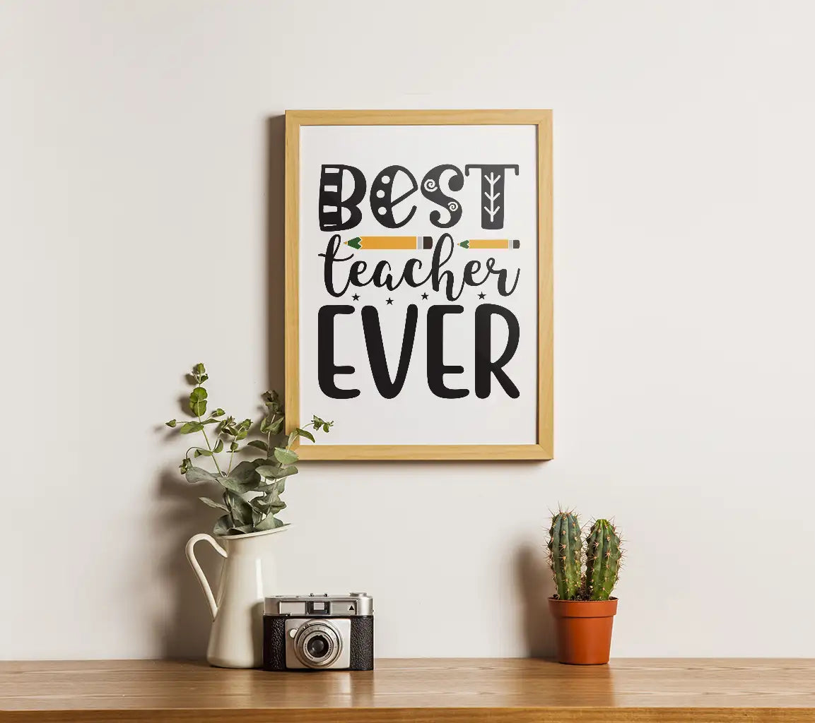 Best Teacher Ever SVG Design with Pencil - School Teacher Appreciation Gift SVG