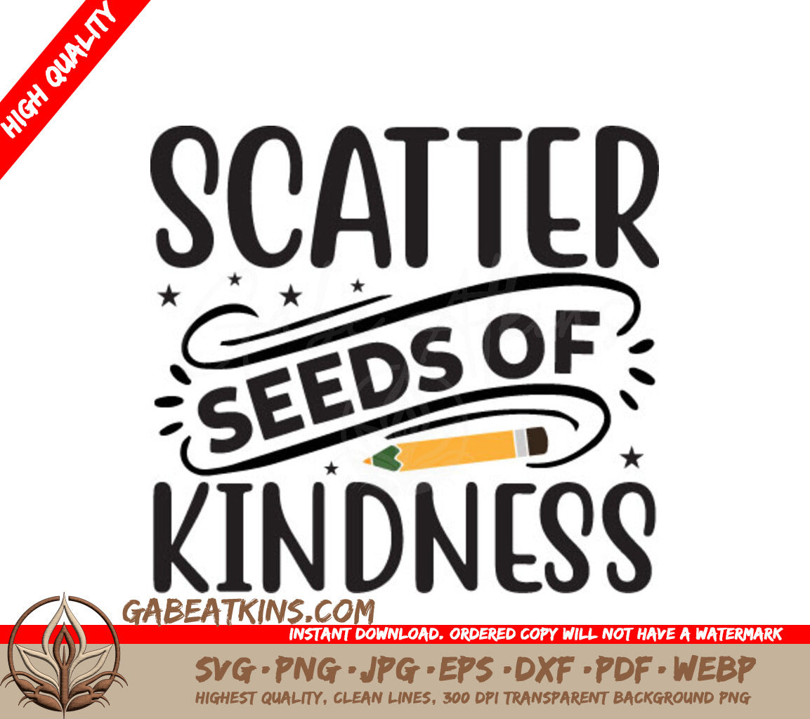 Scatter Seeds of Kindness SVG Design - Pencil & Stars SVG